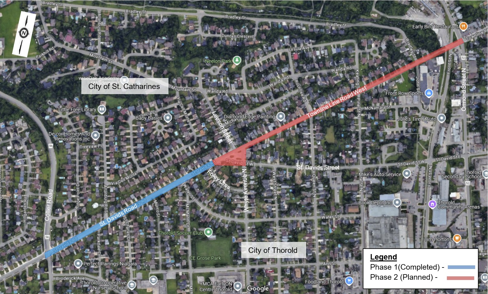 Aerial View of Reconstruction of St. David's Rd and Townline Rd